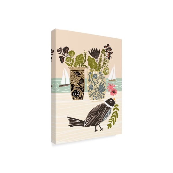 Karen Fields 'Bird With Vases' Canvas Art,35x47